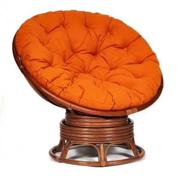 Кресло-качалка Papasan с подушкой Орех, ткань, оранжевый