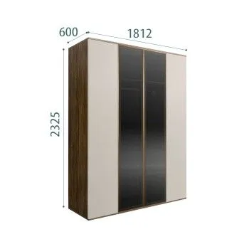 Шкаф 4-х дв. Bogemia Woodline Air (Шелк/Золото) БМШ2/42(2)