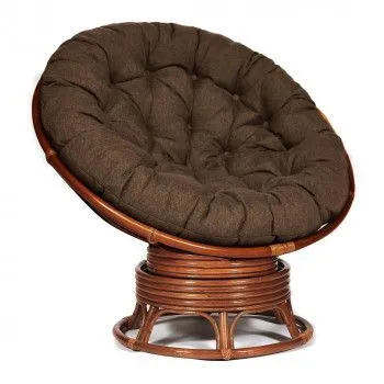 Кресло-качалка Papasan с подушкой Орех, ткань, коричневый