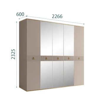 Шкаф 5-ти дверный с зеркалом Римини СОЛО (Мокка/Золото) РМШ1/5(s)