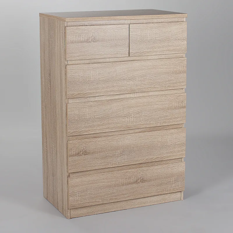Комод Мальта, 4+2 ящика, с доводчиками, 80х48х121см, дуб сонома
