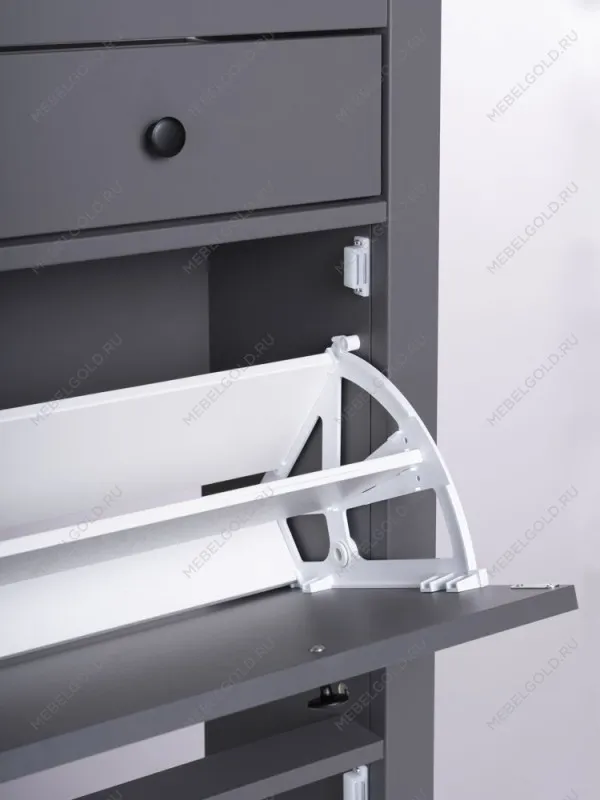 Обувница Сага с 2 откидными ящиками 92х122 серая | изображение 10