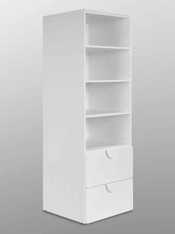 Стеллаж Пикси, с двумя выдвижными ящиками 60x57x180, белый (робкий подснежник) | изображение 14