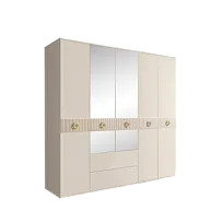 Шкаф 5-ти дверный с зеркалами, с ящиками, Bogemia Fillini (Слоновая кость/Золото) БМШ1/51(Fi)