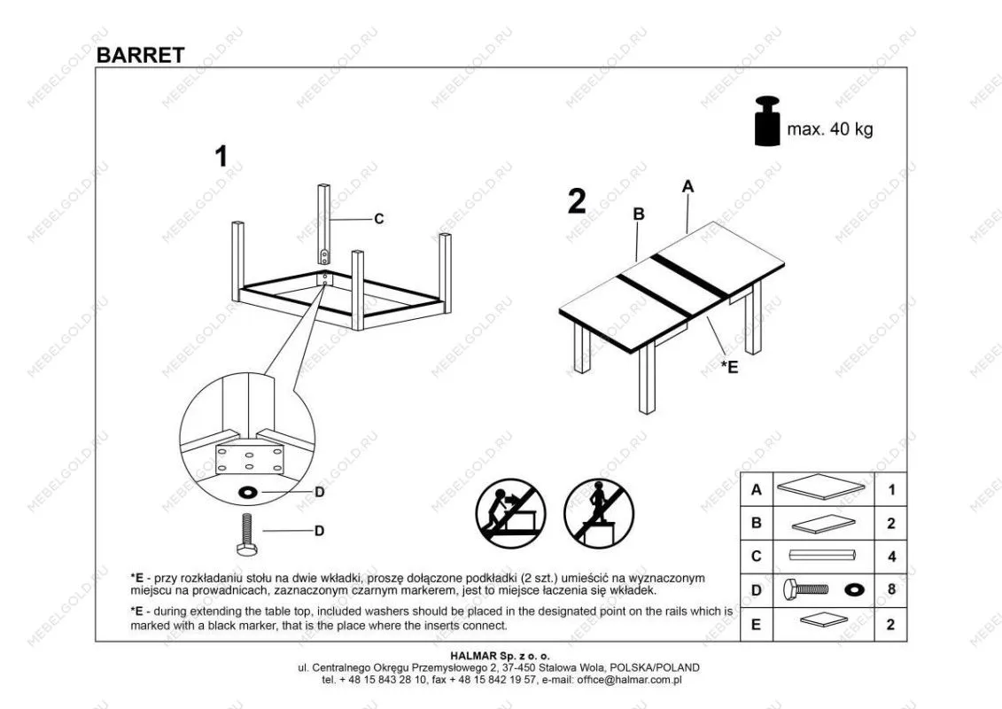 Стол обеденный Halmar BARRET раскладной (белый матовый/дуб лефкас) | изображение 14