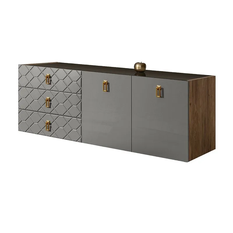 Комод 1.6м Bogemia Woodline Fly Fa (Серый) (Lakobel/Золото) БМКМ-4
