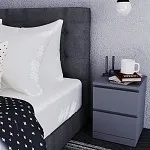 Тумба прикроватная Варма, 2 ящика, 40х55х40 см, эмаль серая | изображение 21