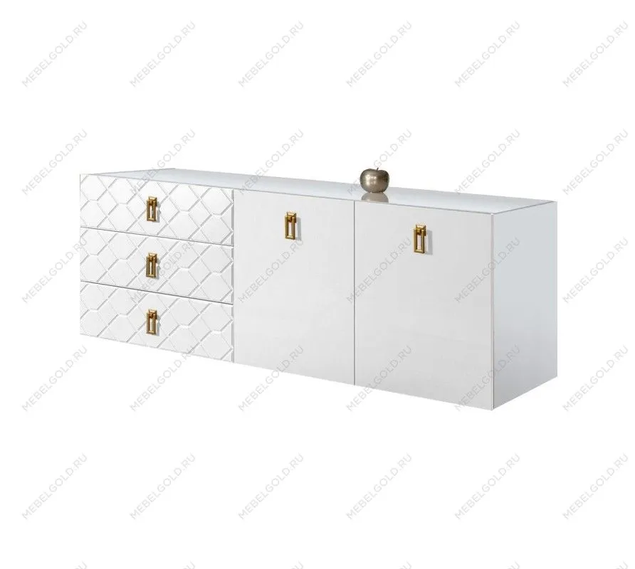 Комод 1.6м Bogemia Fly Farfalle (Белый) (Lakobel/Золото) БМКМ-4