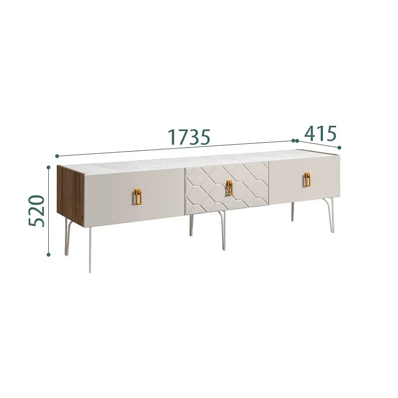 Тумба телевизионная 1.6м Bogemia Woodline Fa (Шелк) (Novabuk/Золото) БМТ-1[10]