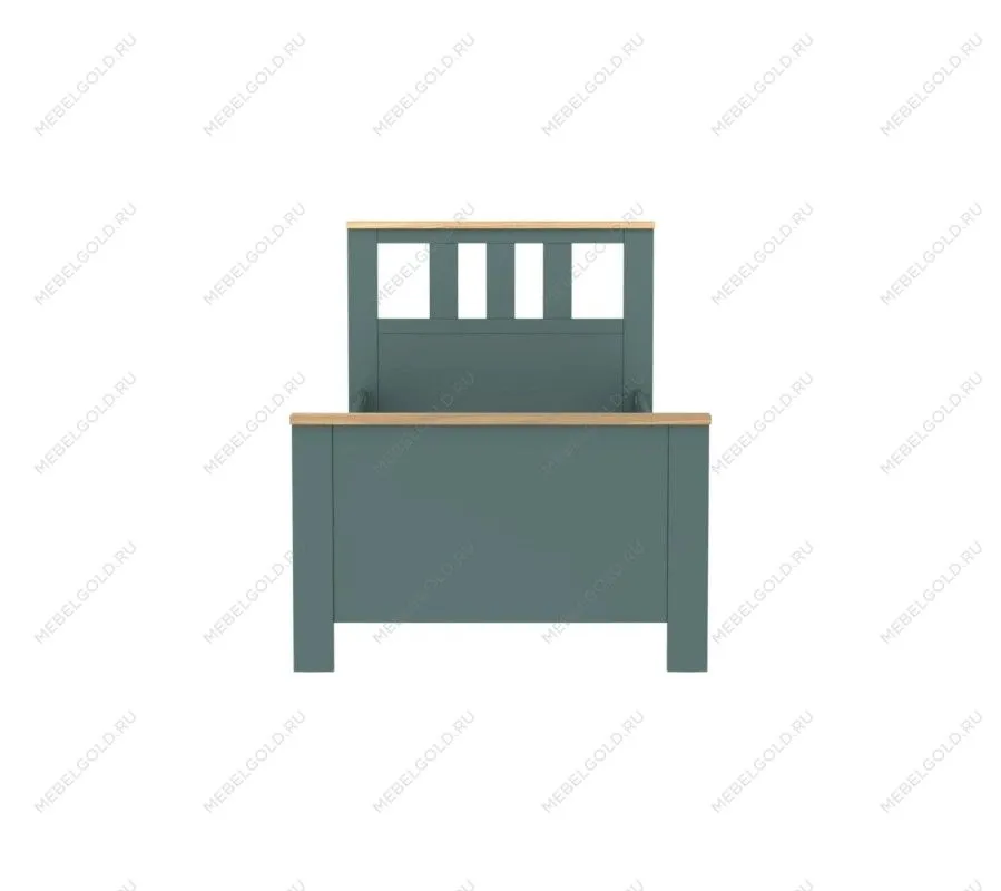 САГА кровать одинарная 90х200 темно-бирюзовая/ясень | изображение 1