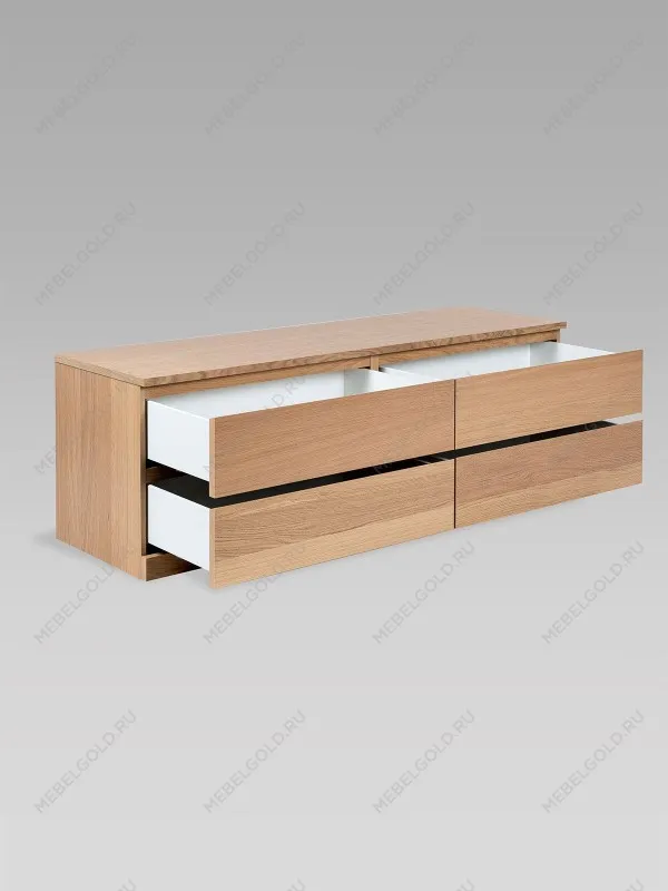 Комод Варма Прайм, 4 ящика, горизонтальный, 160х54х48 см, шпон натурального дерева, дуб беленый | изображение 8