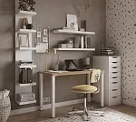 Центральный склад - ИНГАР стол письменный ИКЕА / IKEA 2/ТТ 140x75x55, дуб беленый/белый | изображение 3
