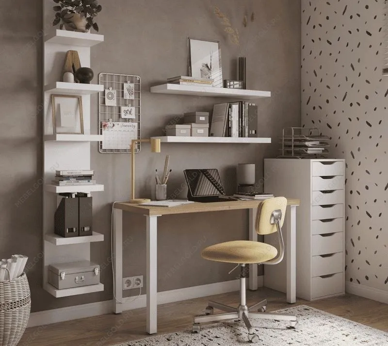 Центральный склад - ИНГАР стол письменный ИКЕА / IKEA 2/ТТ 140x75x55, дуб беленый/белый | изображение 3