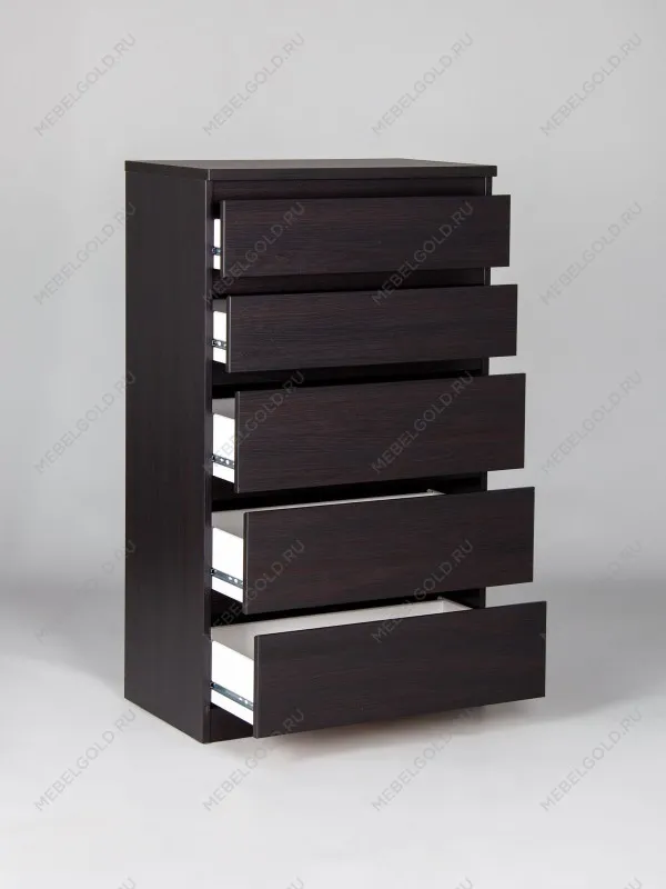 Комод Кастор, 5 ящиков, 65х40х112 см, черно-коричневый, дуб венге | изображение 8