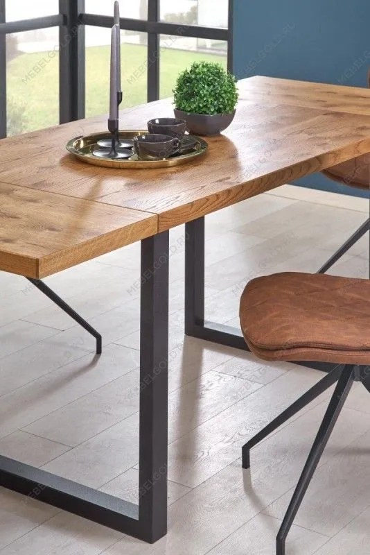 Стол обеденный Halmar HORUS раскладной (дуб светлый/черный) | изображение 8