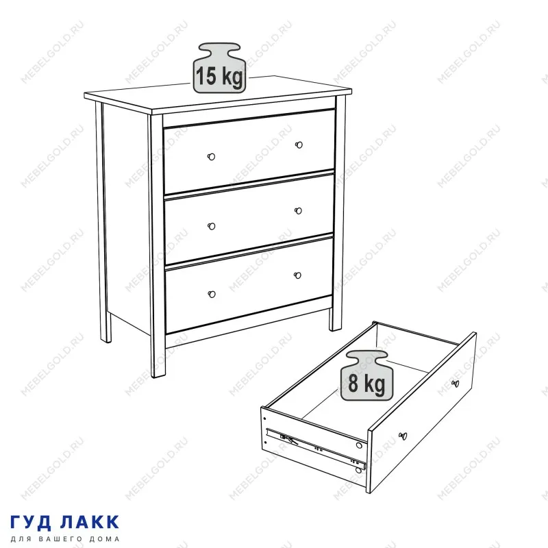 Комод Сага, 92х51х100 см, белый/ясень | изображение 12