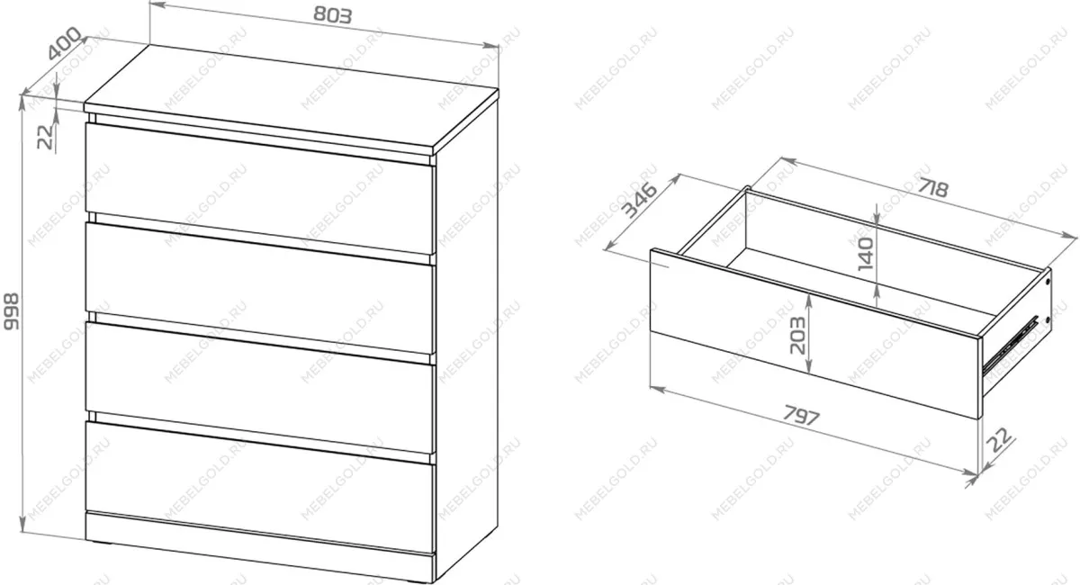 Комод Варма, 4 ящика, 80х100х40 см, шпон натурального дерева, дуб беленый | изображение 27