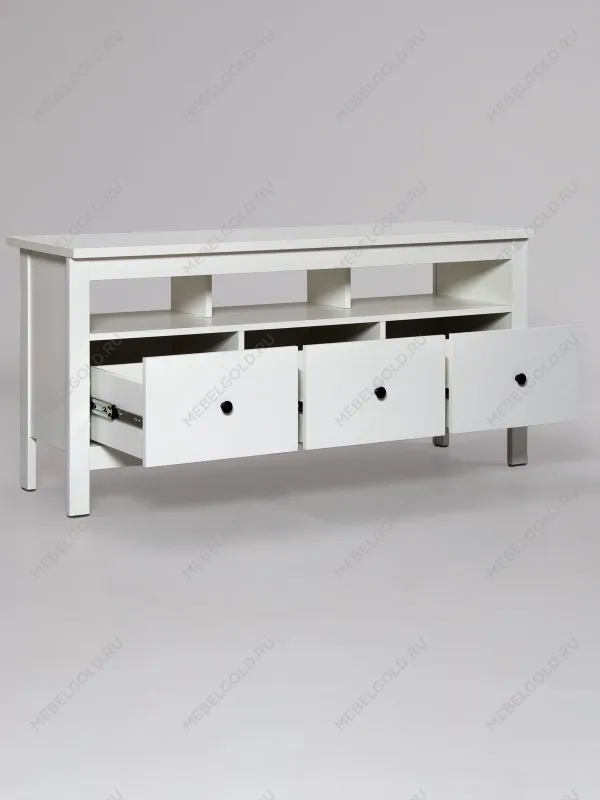 Тумба ТВ Сага, 3 ящика, 131х42х63 см, белая | изображение 11