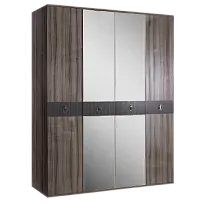 Шкаф 4-х дверный с зеркалом Римини СОЛО (Орех империя/Серебро) РМШ1/4(s)