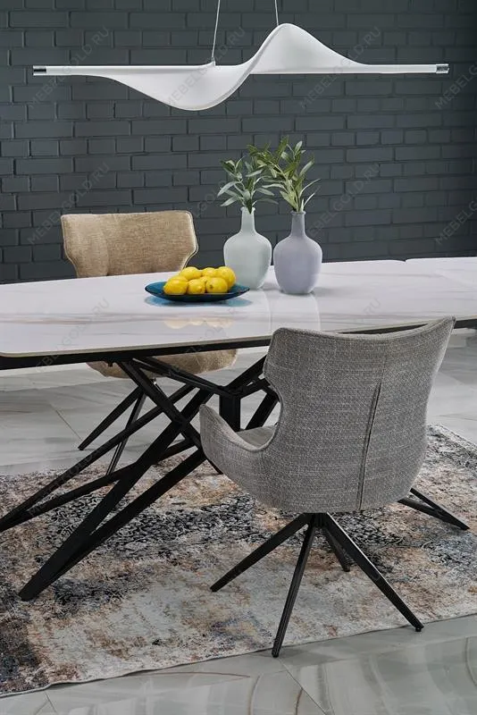 Стол обеденный Halmar ALFREDO 160 (белый мрамор/черный) | изображение 9