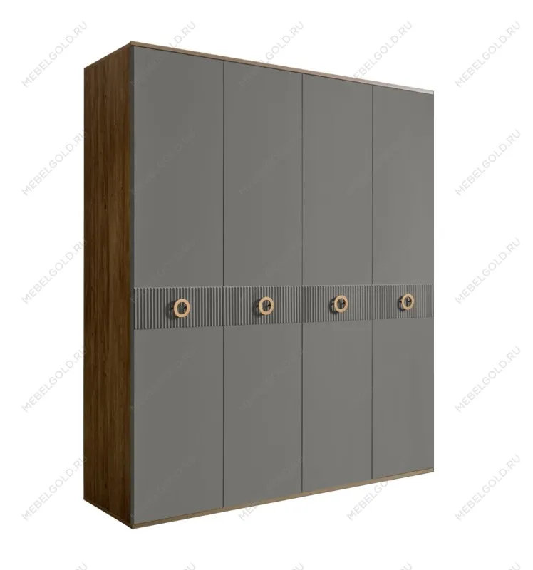 Шкаф 4-х дверный Bogemia Woodline Fi (Серый/Золото) БМШ2/4