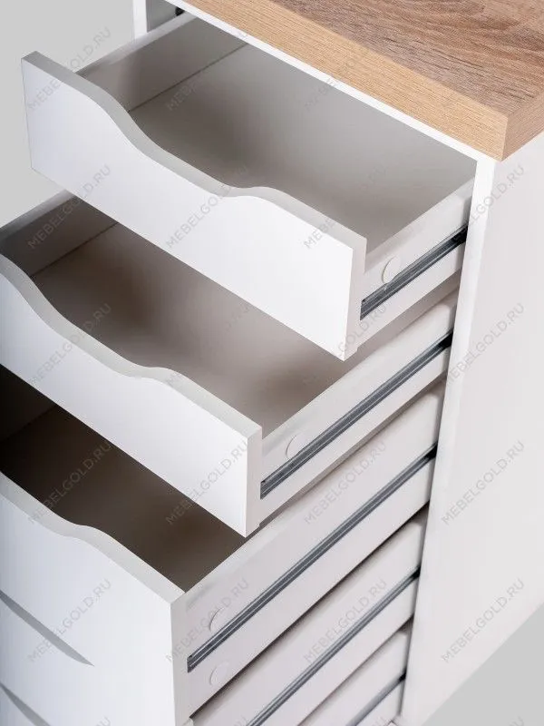 Стол письменный Ингар, 5 ящиков, 140х75х55 см, белый, столешница дуб беленый | изображение 13