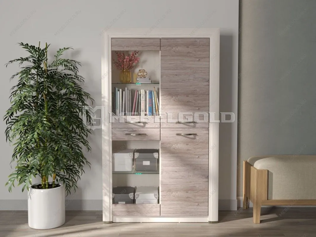 Шкаф с витриной Оливия 2V2D | изображение 1