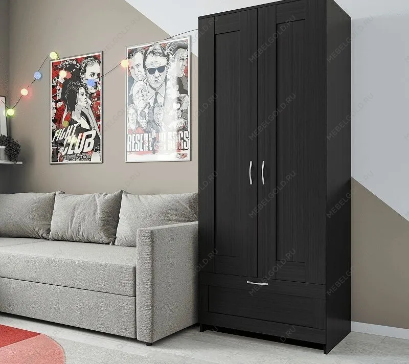 БРИМНЭС / СИРИУС Шкаф ИКЕА / IKEA для одежды 2 двери и 1 ящик Дуб Венге | изображение 5