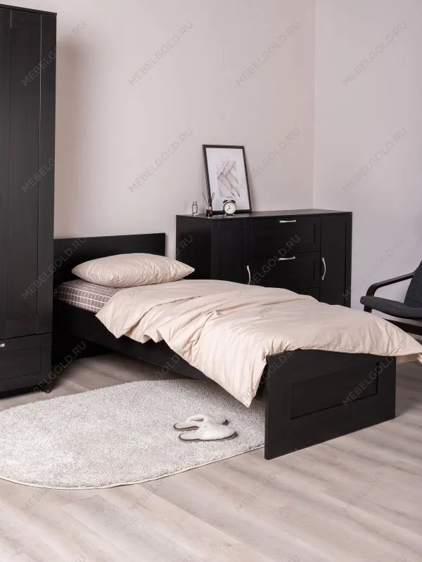 Кровать односпальная Сириус, 80х200 см, черный, дуб венге | изображение 4