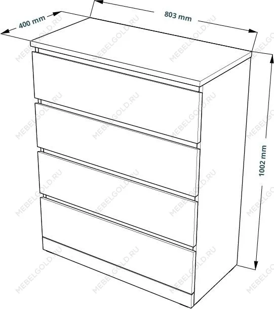 Комод Варма, 4 ящика, 80х100х40 см, шпон натурального дерева, дуб беленый | изображение 26