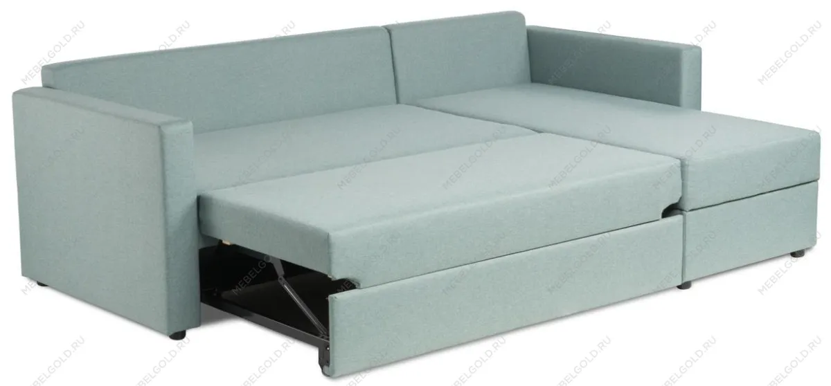 Диван угловой трехместный Вало с коротким подлокотником, мятно-серый, рогожка | изображение 1