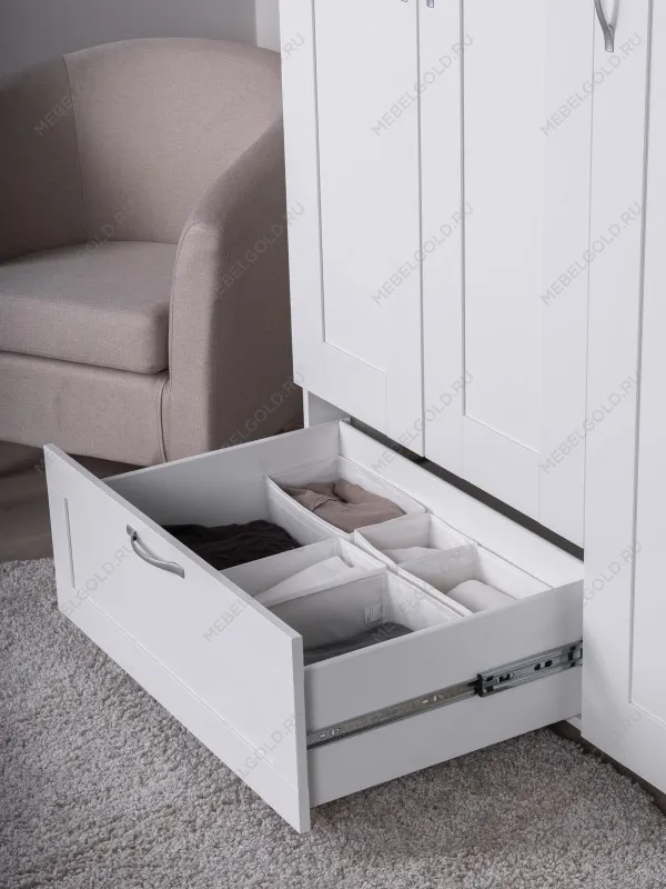 Шкаф Сириус, 3 двери и 1 ящик, 117х59х220 см, белый | изображение 7