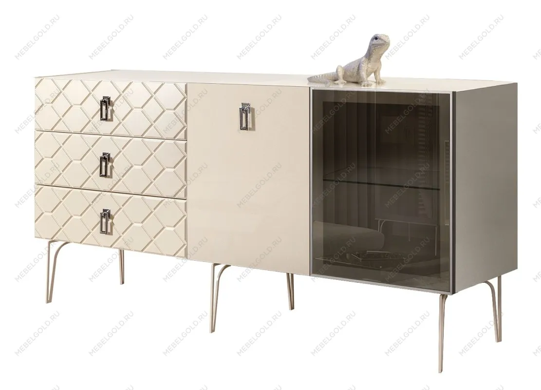 Комод 1.6м Bogemia Farfalle (Слоновая кость) (Lakobel/Хром) БМКМ-4(Fa)[5][10]