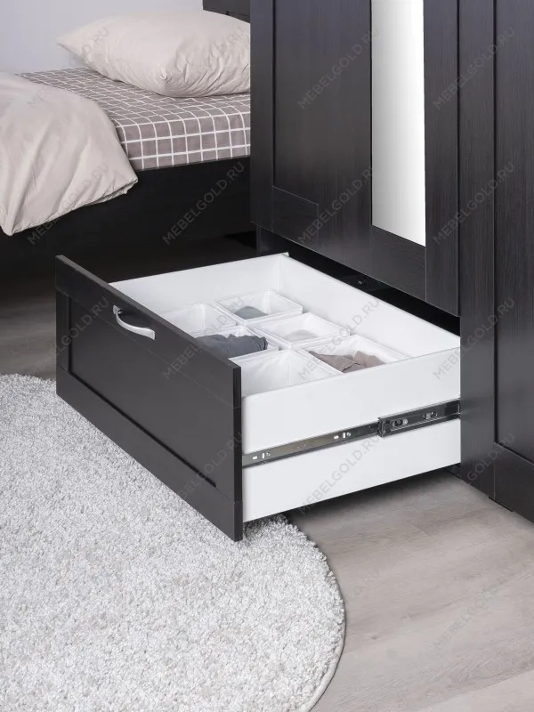 Шкаф Сириус, 3 двери и 1 ящик с зеркалом, 117х59х220 см, черно-коричневый,дуб венге | изображение 2