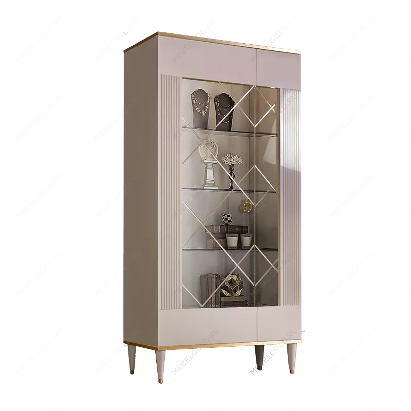 Витрина 2-ств. Римини СОЛО (Слоновая кость/Золото) (Левая) РМВ2-2С(s)