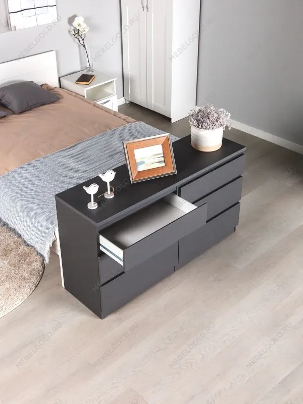 Комод Кастор, 6 ящиков, 129х40х71 см, серый | изображение 5