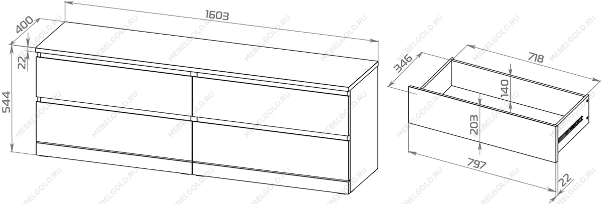 МАЛЬМ / VARMA Комод ИКЕА / IKEA 4D 160х54х40, серый | изображение 4