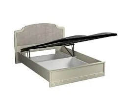 Кровать Люкс 1400 с подъемным механизмом, Сиена (1594*2110*1090), Береза бежевая Велюр