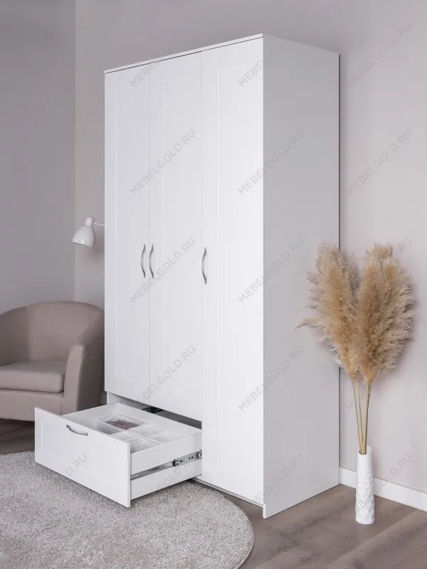 Шкаф Сириус, 3 двери и 1 ящик, 117х59х220 см, белый | изображение 6