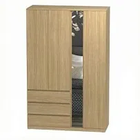 Варма Стор 144 шкаф распашной с зеркалом 222х144х57, дуб скандинавский