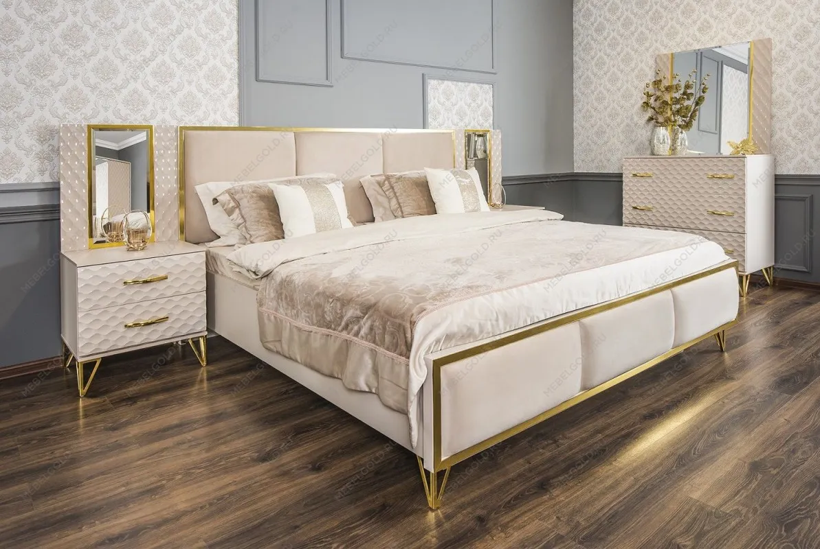 Зеркало Лара для прикроватной тумбы бежевый глянец | изображение 3