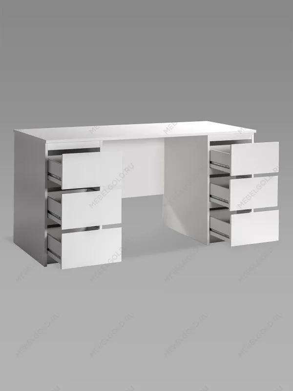 Стол письменный Кастор, 6 ящиков, 151х65х75 см, белый | изображение 13