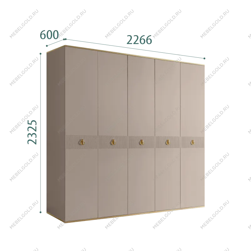 Шкаф 5-ти дверный Римини СОЛО (Мокка/Золото) РМШ2/5(s)