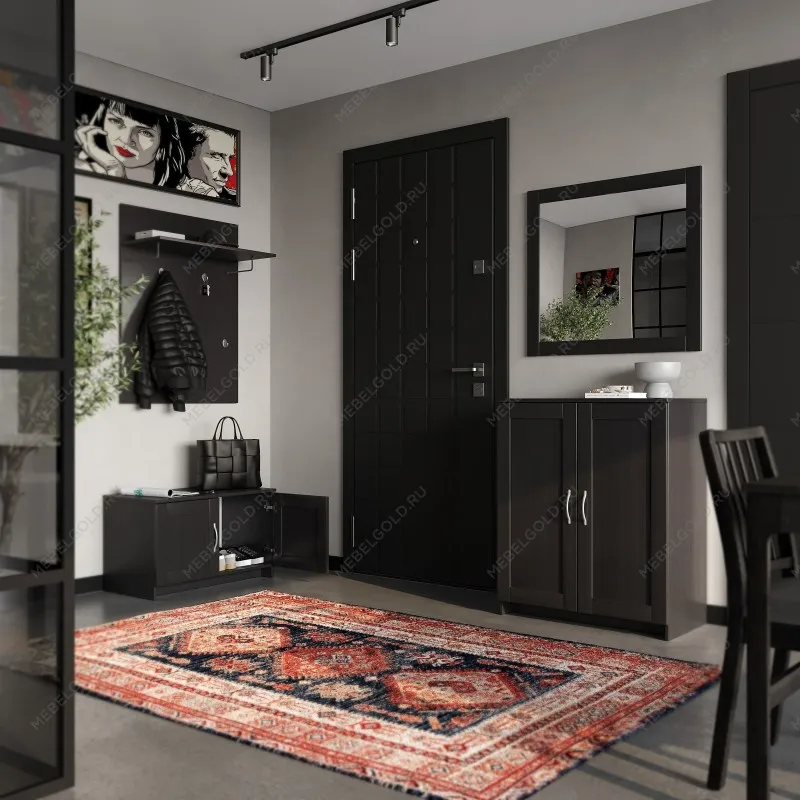 Зеркало настенное Сириус, 78х78 см, черно-коричневое, дуб венге | изображение 1