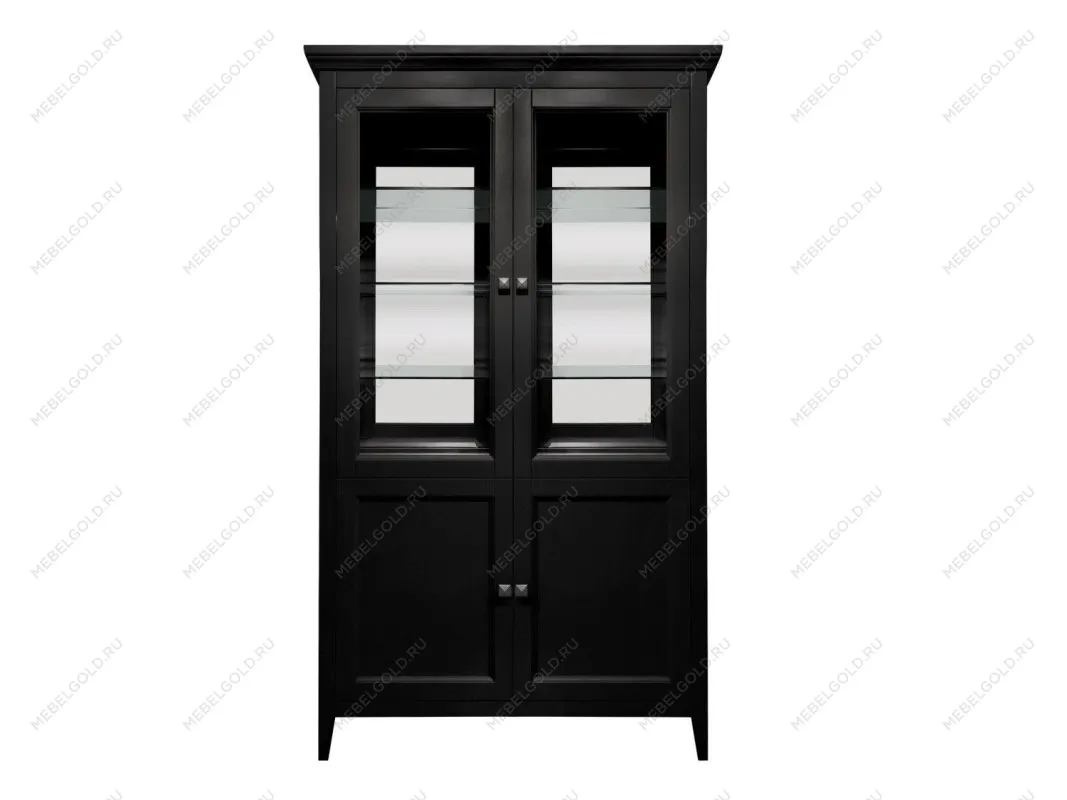 Витрина 2 дверная с зеркалом Manhattan (Черный)