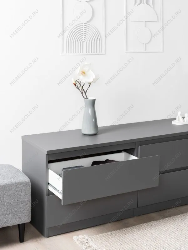 Тумба для ТВ Кастор, 6 ящиков, 194х40х54 см, серая | изображение 5