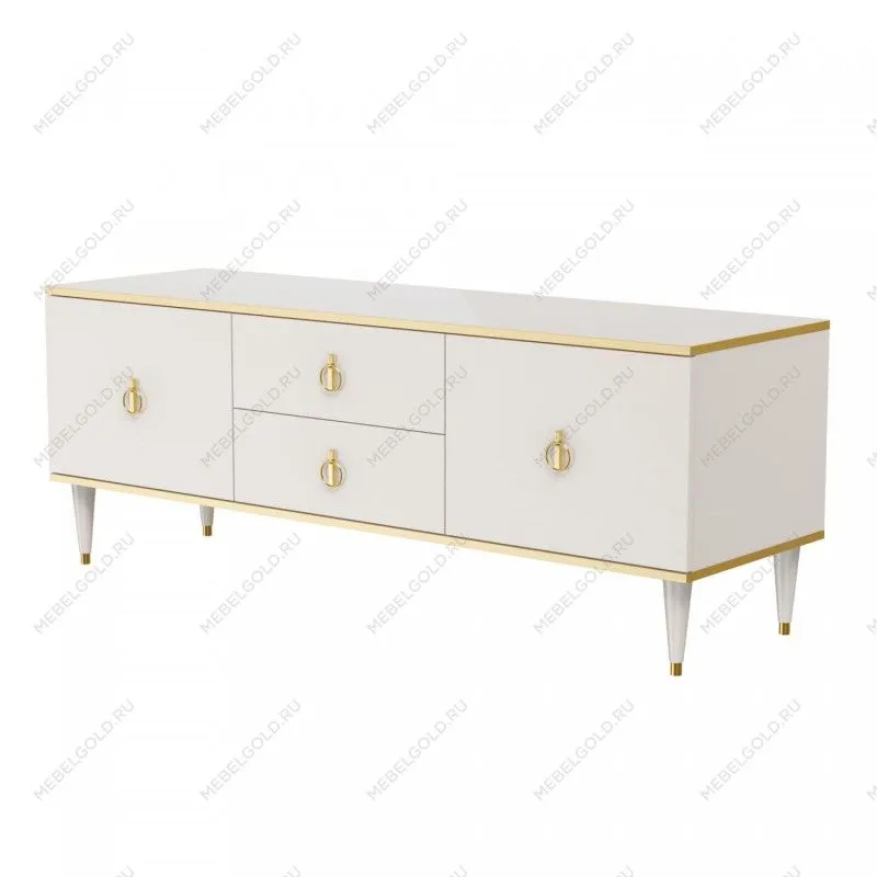 Тумба под телевизор Римини (Слоновая кость/Золото) РМТ-3