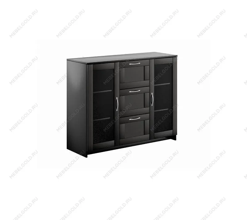 БРИМНЭС / СИРИУС тумба ИКЕА / IKEA 2 двери со стеклом и 3 ящика 117х95 Дуб Венге | изображение 3