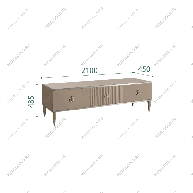 Тумба под телевизор 3 ящика Римини СОЛО (Мокка/Серебро) РМТ-4(s)[10]