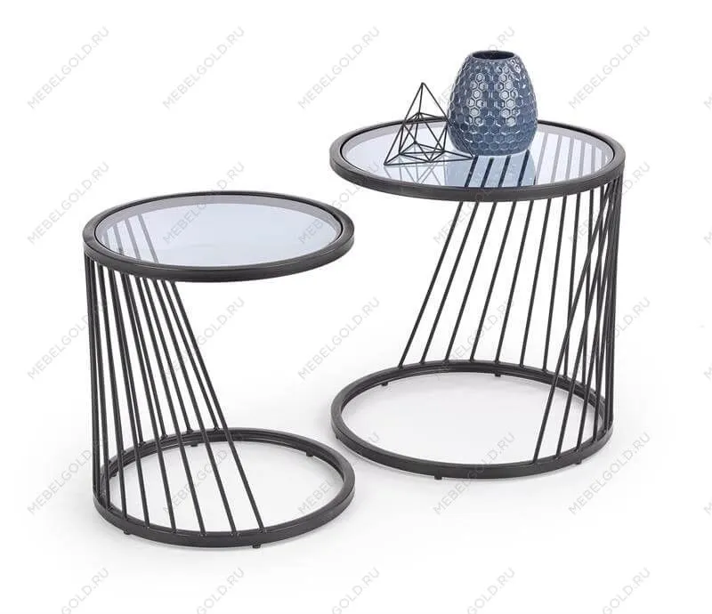 Комплект Halmar ANTILLA, 2 стола журнальных (дымчатый/черный)